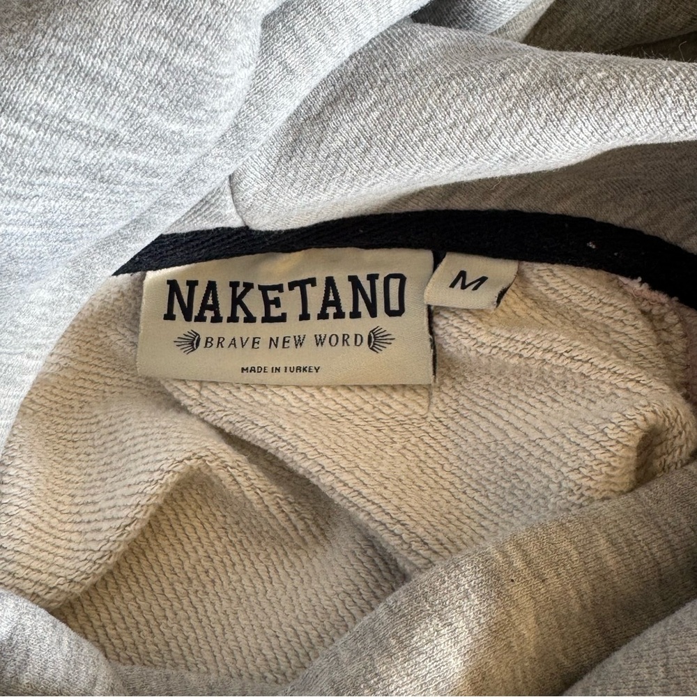 Naketano Women’s M Brave New World Hoodie Pink Grey Cowl Neck - Picture 7 of 10